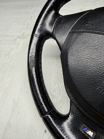 1996 - 2002 BMW E36 Z3 M M3 Leather Steering Wheel Black 3 Spoke 32342229487 OEM