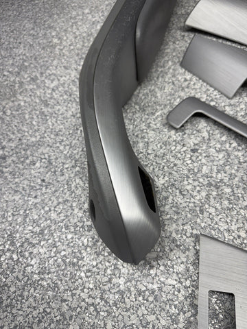 01-06 BMW E46 M3 Coupe Interior Armrests Trim Set Brushed Aluminum *4 Tabs
