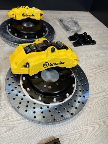 01-06 BMW E46 M3 BREMBO Big Brake Kit Yellow Calipers Rotors Set NEW Plug Play