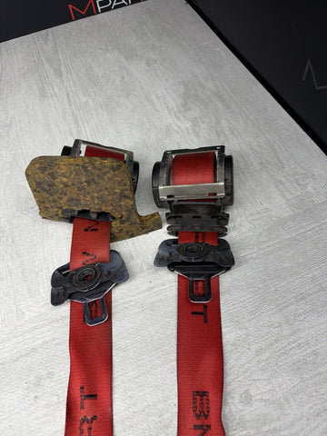 BMW E46 M3 COUPE OEM LTW RED MOTORSPORT FRONT SEAT BELTS SEATBELTS *Notes*