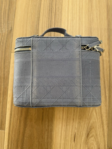 NEW Christian Dior Travel Oblique Embroidery Canvas Vanity Case Blue