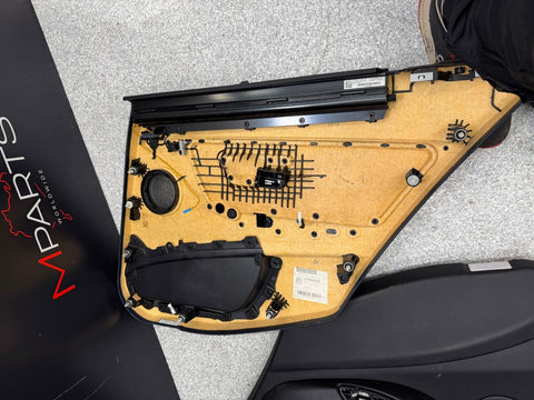 15-18 BMW F80 M3 Sedan Front Rear Door Card Panels Leather Black Set OEM *notes*