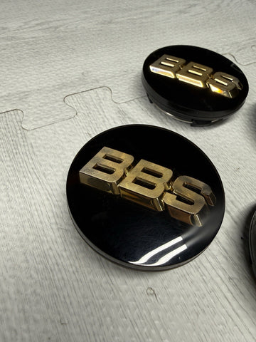 BBS Wheel Center Caps Logos Emblem Black Gold 56.24.120 70mm Set Of 4