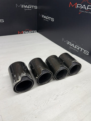(4) BMW 15-20 F80 M3 F82 M4 Carbon Fiber Exhaust Tips 70MM