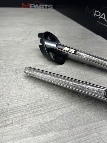 08-13 BMW E92 E93 M3 Front Fender Grilles Side Marker Light Chrome Trims OEM