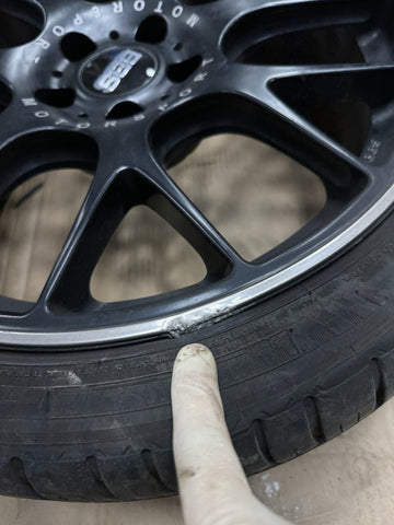 Authentic BBS CH104 19” Wheel Rim 19x8.5 ET32 Black / Chrome Lip + Tire + Cap