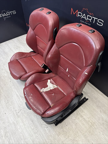 01-06 BMW E46 M3 Coupe Interior Front Seats Black Non Heated Powered Imola Red