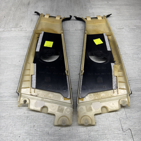 00-03 BMW E39 M5 B-Pillar Column Interior Upper Cover Pair Alcantara Black OEM