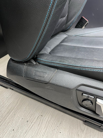 16-18 BMW F87 M2 Coupe Interior Front Right Passenger Seat Black Blue Stitching