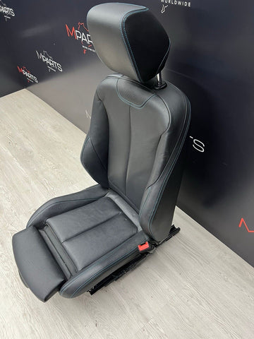 16-18 BMW F87 M2 Coupe Interior Front Right Passenger Seat Black Blue Stitching
