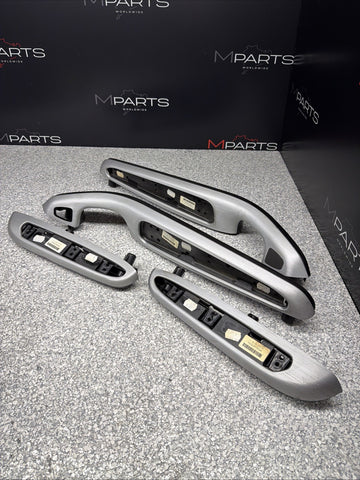 01-06 BMW E46 M3 Brushed Aluminum/Black Door Trim Armrests Front Rear Coupe