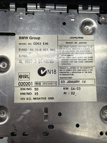 2003 BMW 01-06 E46 325 330 M3 CD Player Business Radio Good Knob / BAD FACEPLATE