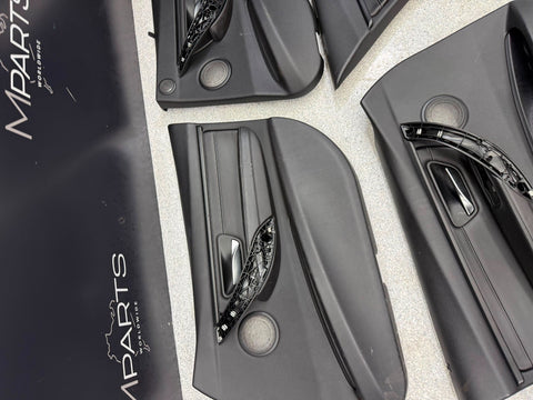 15-18 BMW F80 M3 Sedan Front Rear Door Card Panels Leather Black Set OEM *notes*