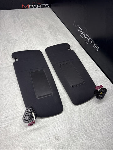 01-06 BMW E46 M3 Coupe Left Right Sun Visors Shade Mirror Black OEM Pair