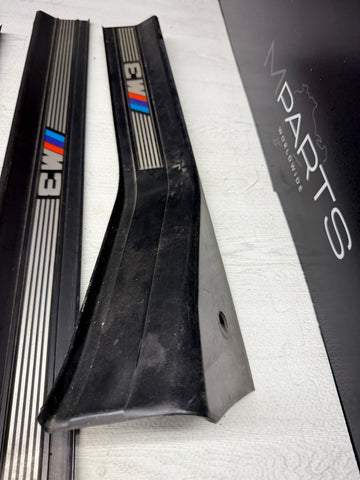 95-99 OEM BMW E36 M3 Sedan Door Sills Plates Covers Black *Missing 1 Front