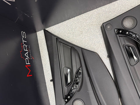 15-18 BMW F80 M3 Sedan Front Rear Door Card Panels Leather Black Set OEM *notes*