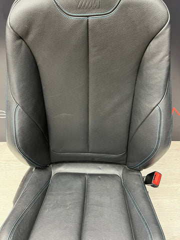 16-18 BMW F87 M2 Coupe Interior Front Right Passenger Seat Black Blue Stitching