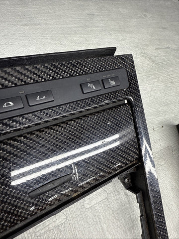 06-07 OEM BMW E63 E64 M6 Front Dash Center Console Carbon Trim 3pc Set