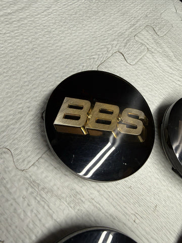 BBS Wheel Center Caps Logos Emblem Black Gold 56.24.120 70mm Set Of 4