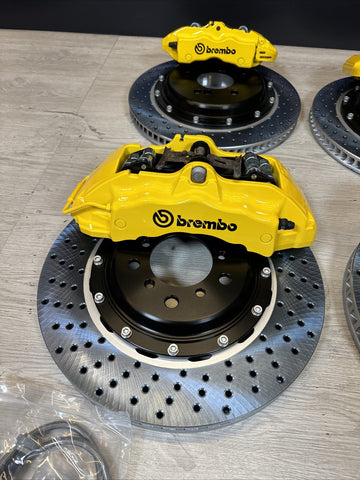 01-06 BMW E46 M3 BREMBO Big Brake Kit Yellow Calipers Rotors Set NEW Plug Play
