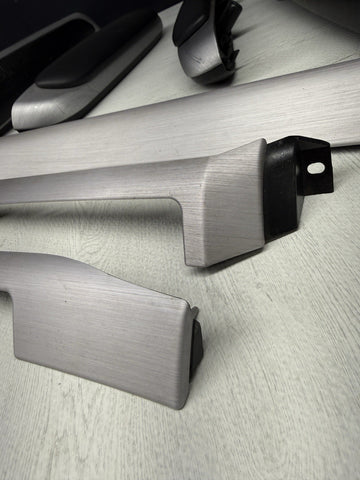 01-06 BMW E46 M3 Coupe Interior Armrests Trim Set Brushed Aluminum *Tab