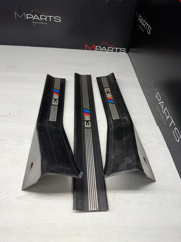 95-99 OEM BMW E36 M3 Sedan Door Sills Plates Covers Black *Missing 1 Front