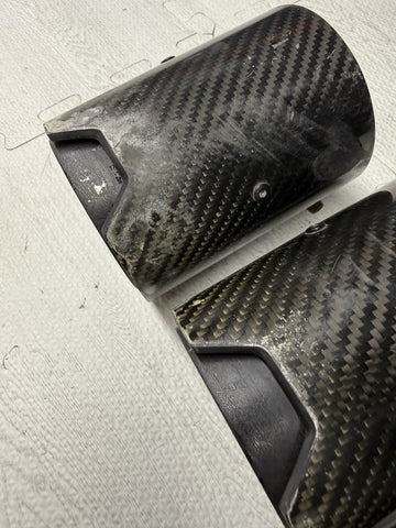 (4) BMW 15-20 F80 M3 F82 M4 Carbon Fiber Exhaust Tips 70MM