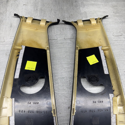 00-03 BMW E39 M5 B-Pillar Column Interior Upper Cover Pair Alcantara Black OEM