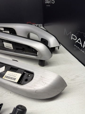 01-06 BMW E46 M3 Coupe Interior Armrests Trim Set Brushed Aluminum *Tab