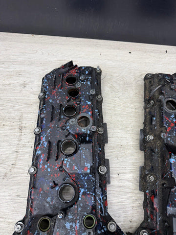 08-13 BMW E90 E92 E93 M3 S65 V8 Valve Covers Pair Paint Splatter 7838268 7838267