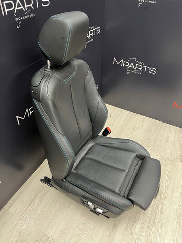 16-18 BMW F87 M2 Coupe Interior Front Right Passenger Seat Black Blue Stitching