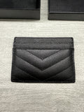 Saint Laurent YSL Black Grained Leather Monogramme Card Holder Case Wallet