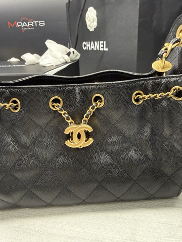NEW CHANEL Mini 25 Hobo Bag Black Quilted Gold Chain Women's Shoulder Strap
