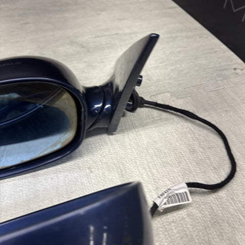 01-06 BMW E46 M3 Side View Door Mirrors Pair Mystic Blue *Notes*
