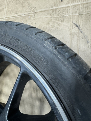 Authentic BBS CH104 19” Wheel Rim 19x8.5 ET32 Black / Chrome Lip + Tire + Cap