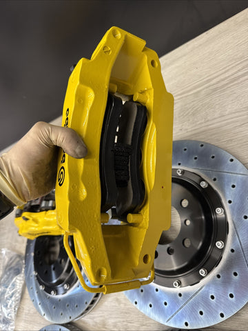 01-06 BMW E46 M3 BREMBO Big Brake Kit Yellow Calipers Rotors Set NEW Plug Play