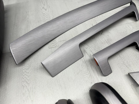 01-06 BMW E46 M3 Convertible Interior Armrests Trim Set Brushed Aluminum *Notes*