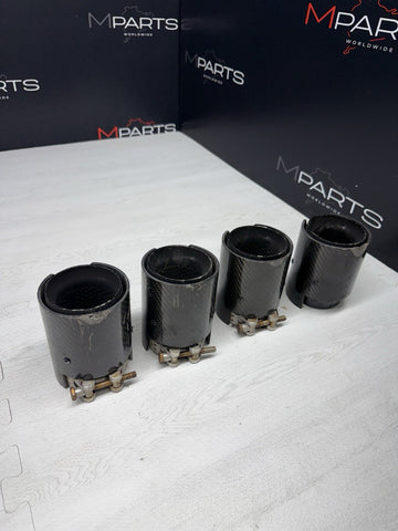 (4) BMW 15-20 F80 M3 F82 M4 Carbon Fiber Exhaust Tips 70MM