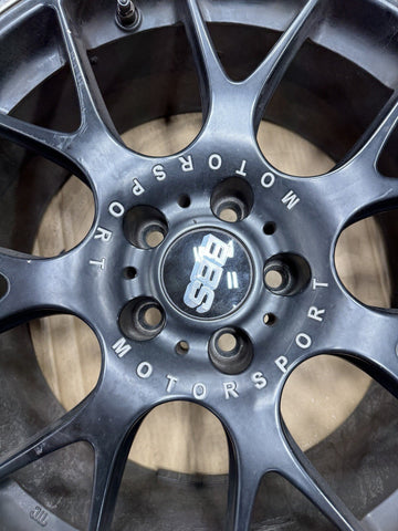 Authentic BBS CH104 19” Wheel Rim 19x8.5 ET32 Black / Chrome Lip + Tire + Cap