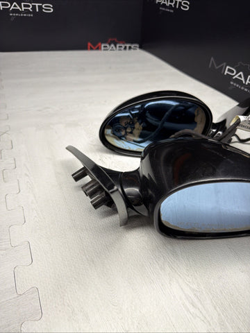 01-06 BMW E46 M3 Side View Door Mirrors Pair Jet Black *Notes*