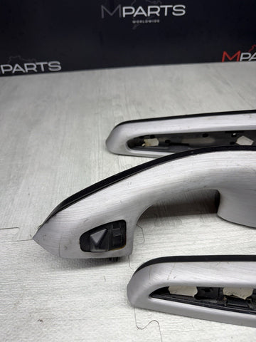 01-06 BMW E46 M3 Brushed Aluminum/Black Door Trim Armrests Front Rear *Notes*