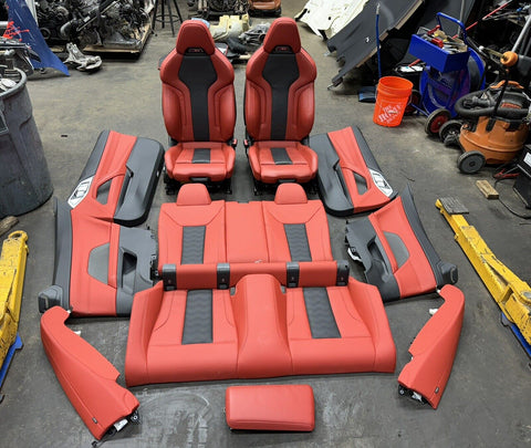 BMW 21-23 G82 M4 Coupe OEM Complete Front Rear Seats Fiona Red Leather Panels