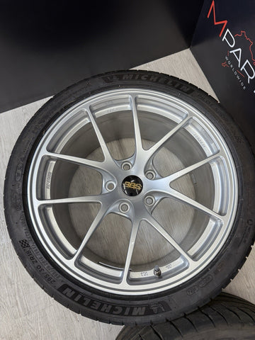 BBS JAPAN RI-A 18x9.5 ET23 18x10.5 ET37 Diamond Silver Set 16-21 BMW F87 M2