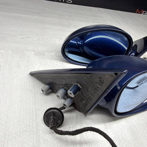 01-06 BMW E46 M3 Side View Door Mirrors Pair Mystic Blue *Notes*