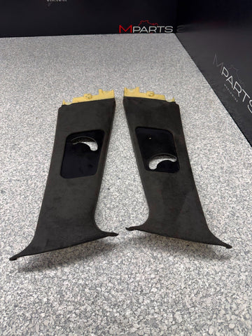 99-03 BMW E39 M5 B-Pillar Column Interior Upper Cover Pair Alcantara OEM