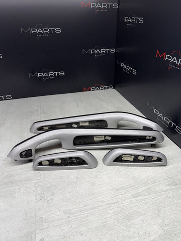 01-06 BMW E46 M3 Brushed Aluminum/Black Door Trim Armrests Front Rear *Notes*