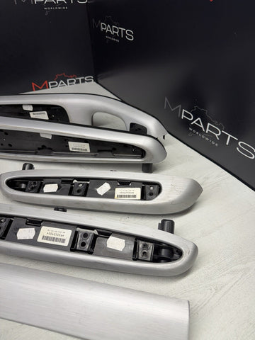 01-06 BMW E46 M3 Coupe Interior Armrests Trim Set Brushed Aluminum *Tab