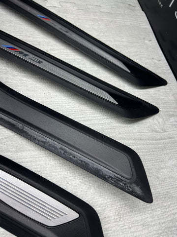 LBMW 15-18 F80 M3 SEDAN SCUFF PLATES DOOR SILLS TRIMS PANELS SET OEM