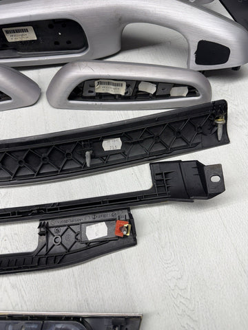 01-06 BMW E46 M3 Convertible Interior Armrests Trim Set Brushed Aluminum *Tabs