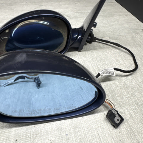 01-06 BMW E46 M3 Side View Door Mirrors Pair Mystic Blue *Notes*